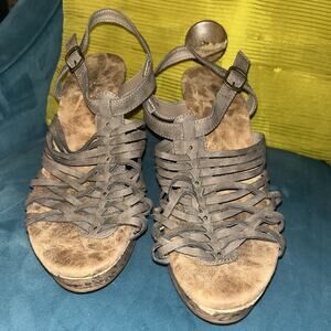 Maurices Wedge Heel Strappy Sandals Size 12 Dark Grey Box3